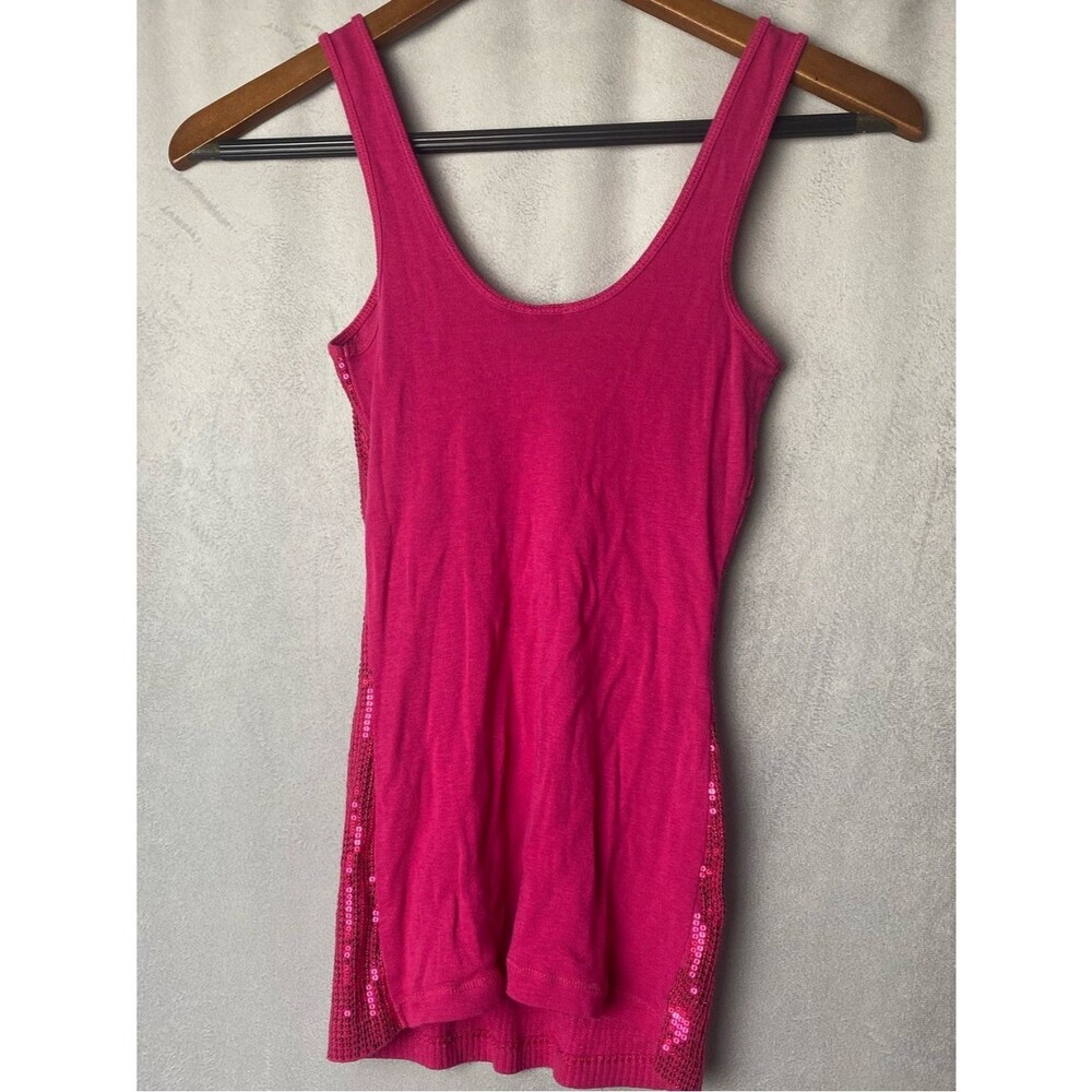 Express Pink Sparkle Party Sequin Tank Top Club Holiday Fun XS - Picture 2 of 4